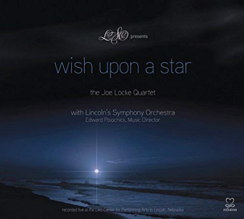 "Album cover with a serene beach scene and a bright moonlit sky."