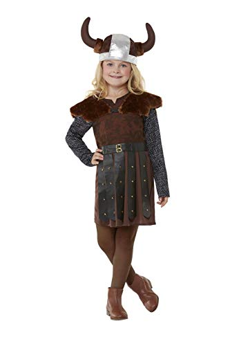 Smiffys 71006M Viking Princess Costume, Girls, Brown, M - Age 7-9 years