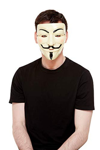 Guy Fawkes Mask White with Elastic Strap - Adult Unisex