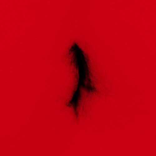 The image is a red square with a black smudge in the center. Alt text: Red background with a black smudge in the middle.