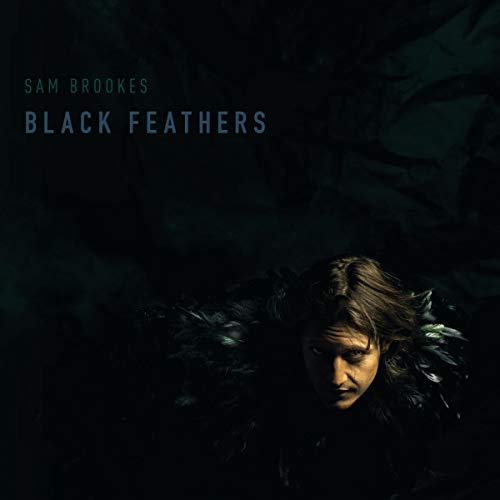 "Album cover for 'Black Feathers' by Sam Brookes, featuring a person in a feathered cloak."