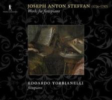 CD cover with a painting of a man playing a harpsichord on a black background.