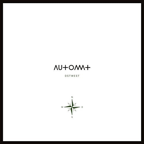 "White album cover with 'Automat' and 'Ostwest' text, featuring a compass graphic."