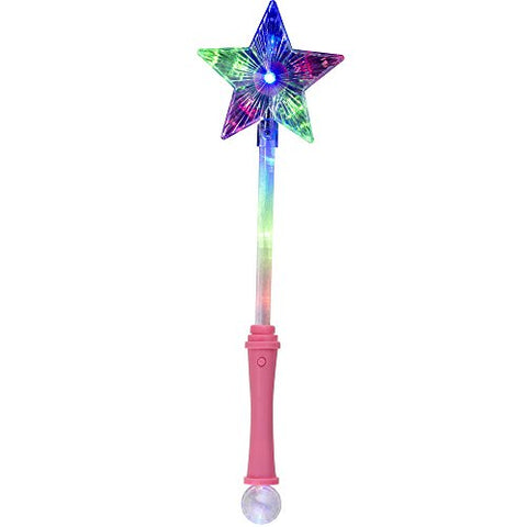 Smiffys 40 cm Star Wand with Disco Ball - Pink