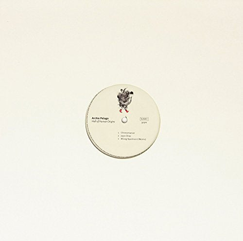 A vinyl record with a white label and black text on a beige background.