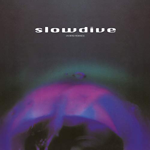 The alt text for the image is: "Vinyl record cover with 'slowdive' text and abstract, colorful design."