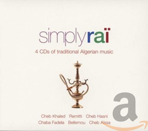 "CD cover with 'simply raï' title, lamp image, and artist names on beige background."