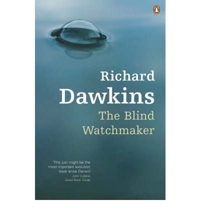 "The Blind Watchmaker" book cover with author's name, title, and green geometric design.
