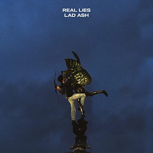 Album cover featuring a man with wings, holding a bow, on a blue background.