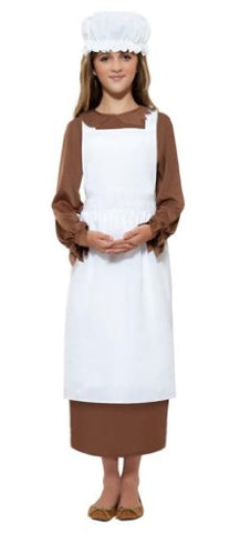 Smiffys Childrens Colonial Victorian Kit, Apron and Mop Cap, One Size, Colour: White, 21905