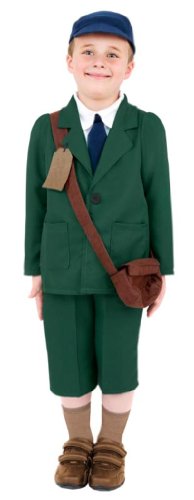 Smiffys World War II Evacuee Boy Costume, Green, L - 10-12 years