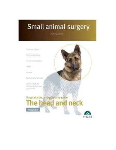 "Book cover featuring a German Shepherd dog with a bandaged body, titled 'Small Animal Surgery'."