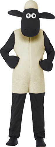 Child wearing a Shaun the Sheep costume, white and black, with hands on hips.