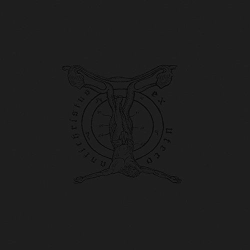 Dark gray album cover with inverted crucifix and circular text on a black background.