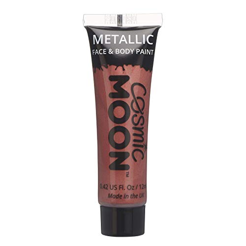 Face & Body Metallic Paint by Cosmic Moon - Red - Water Based Face Paint Makeup for Adults, Kids - 12ml