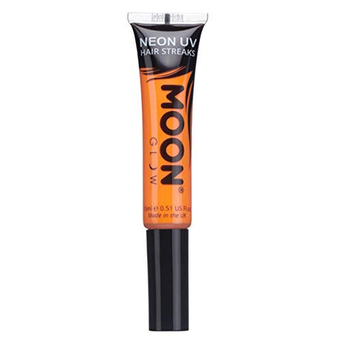 Moon Glow - Neon UV Hair Color Streaks 15ml Orange - Hair Mascara - Temporary wash out hair colour dye - Glows brightly under UV Lighting!