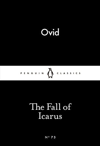 Black book cover with white text, featuring "Ovid" and "The Fall of Icarus" titles.