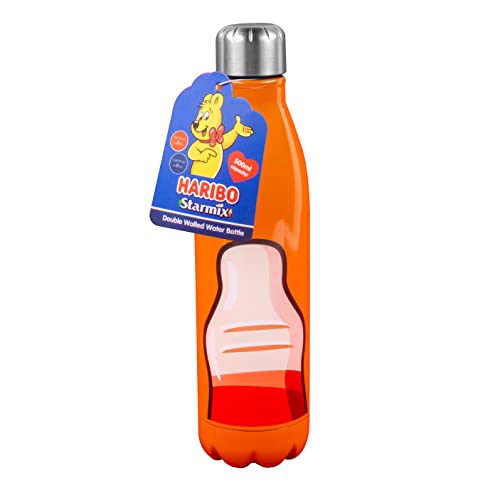 Haribo Cola Sweet Water Bottle. 500ml Capacity, Metal Double Walled Drinks Bottle. Officially Licensed Haribo Merchandise. Hot or Cold Drinks Bottle. Officially Licensed Haribo Merchandise.