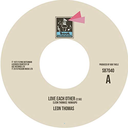 Beige vinyl record with "Soul" label and "Leon Thomas" text on a white background.