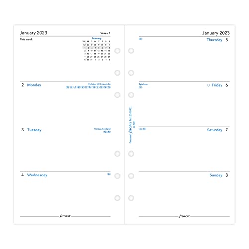 Filofax Personal Week on Two Pages English 2023 Diary,White