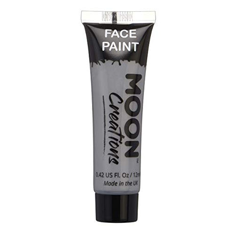 Face & Body Paint by Moon Creations - Grey - Water Based Face Paint Makeup for Adults, Kids - 12ml