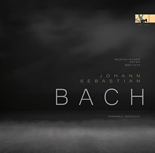 The image is a CD cover for a Johann Sebastian Bach album. #### Alt Text: "CD cover with dark background, featuring 'BACH' in large text and 'ENSEMBLE BAROCKIN' below."