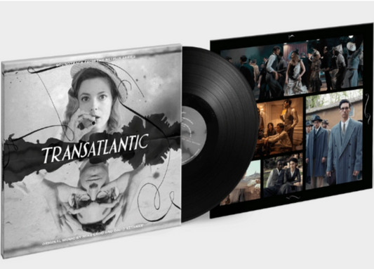 Vinyl record sleeve with black and white cover art and a partially visible record.