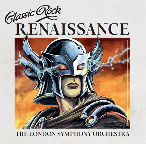 "Album cover featuring a knight in armor with glowing red eyes."