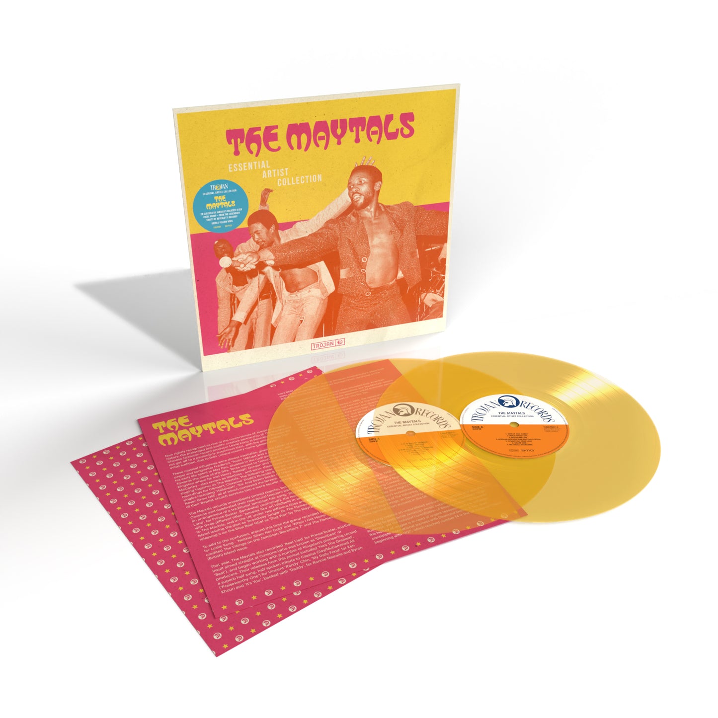 "Yellow vinyl records with album cover and booklet featuring The Maytals band."