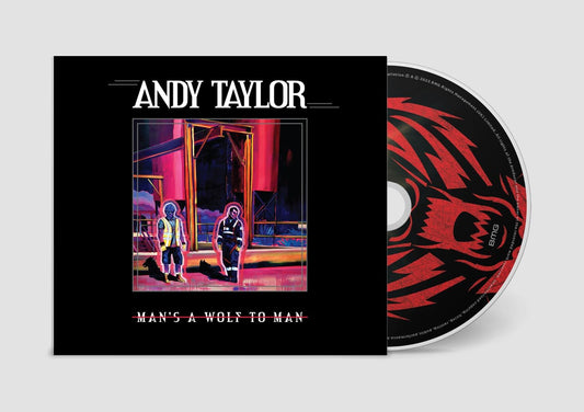 "CD case with black cover and red wolf design on the disc inside."