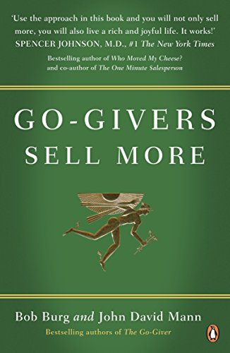 "Green book cover with 'Go-Givers Sell More' title, winged figure, and Penguin logo."