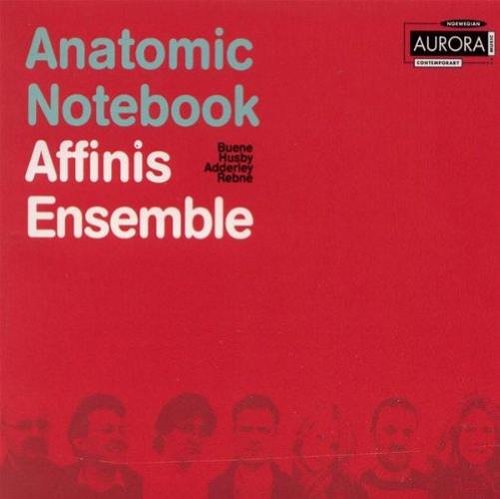 Red album cover with blue and white text, featuring musicians at the bottom.
