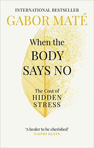 Book cover with yellow leaf on white background, titled "When the Body Says No".