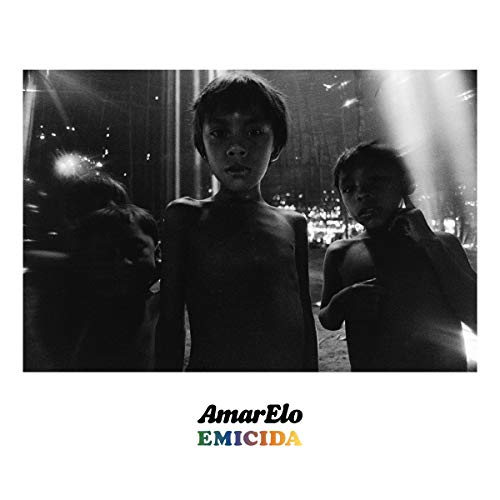 Black and white album cover with two men and text "AmarElo EMICIDA" below the image.