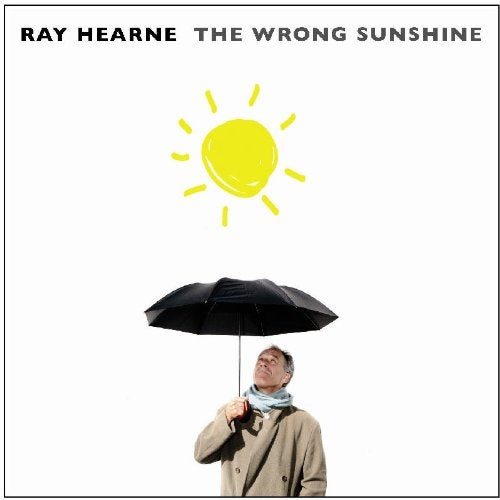 Album cover featuring a man holding an umbrella, looking up at a childlike sun.