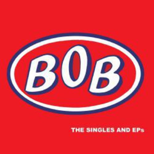 Red album cover with "BOB" in white, outlined in blue, and text below.