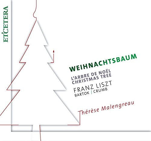 A white Christmas CD cover featuring a red outlined Christmas tree and text.
