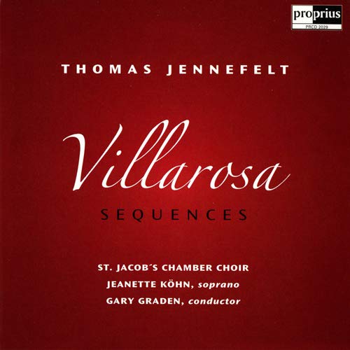 Red CD cover with white and black text, featuring "Villarosa Sequences" in large font.