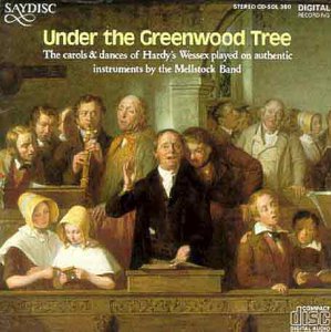 "CD cover featuring a painting of a man singing with a group of people."