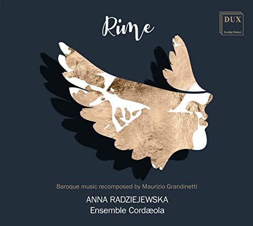 "CD cover with a gold leaf on a dark blue background, titled 'Rime'."