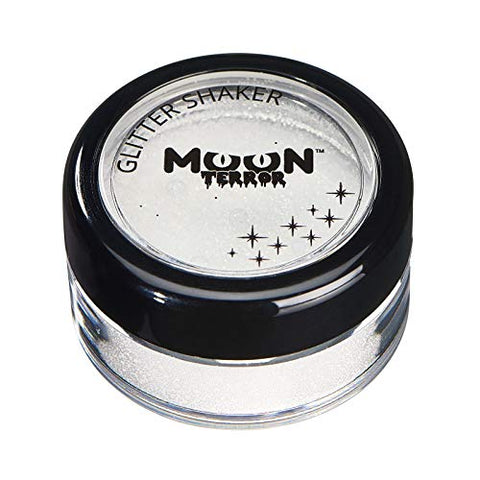 Halloween Glitter Shakers by Moon Terror - Wicked White - Cosmetic Festival Makeup Glitter for Face, Body, Nails, Hair, Lips - 5g