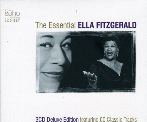 Ella Fitzgerald's album cover with a black-and-white photo of her face and upper body.