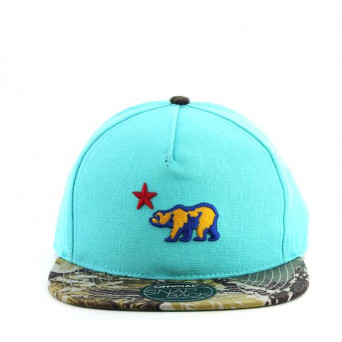 Official Turquoise And Camo California Republic Snapback
