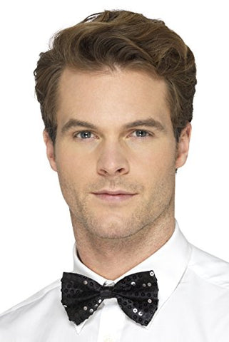 Smiffys 48154 Sequin Bow Tie, Black, One Size