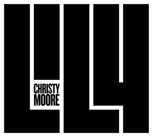 "Black and white album cover with 'Christy Moore' text, Amazon logo in the corner."