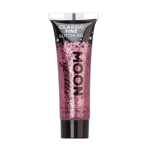 Classic Fine Face & Body Glitter Gel by Moon Glitter - Pink - Cosmetic Festival Glitter Face Paint for Face, Body, Hair, Nails - 12ml