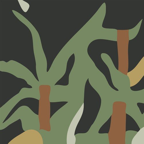 The image depicts a stylized illustration of plants with green leaves and brown stems. For accessibility purposes, a suitable alt text could be: "Abstract green plants with brown stems on dark background."