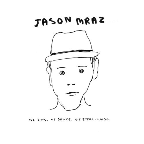 Black and white album cover with a simple drawing of a man wearing a hat.