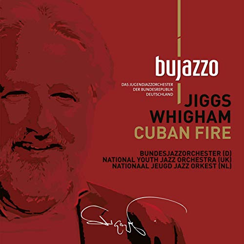Red album cover with a man's portrait and text "bujazzo" and "Cuban Fire".