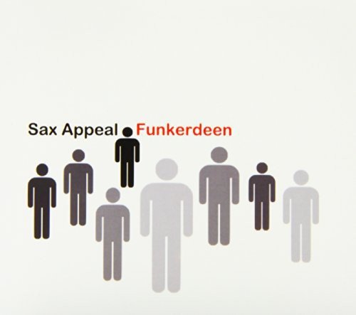 Album cover with stylized human figures and text "Sax Appeal - Funkerdeen" on a white background.